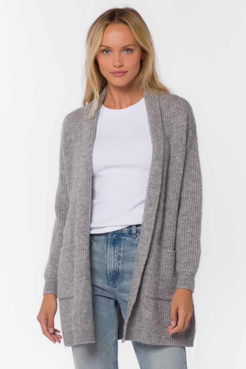 Women's Cardigan - Black Collared Duster Cardigan + Pockets LOVESTITCH