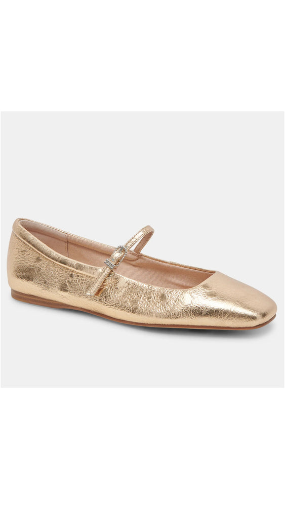 Reyes Ballet Flats Gold Distresses Leather