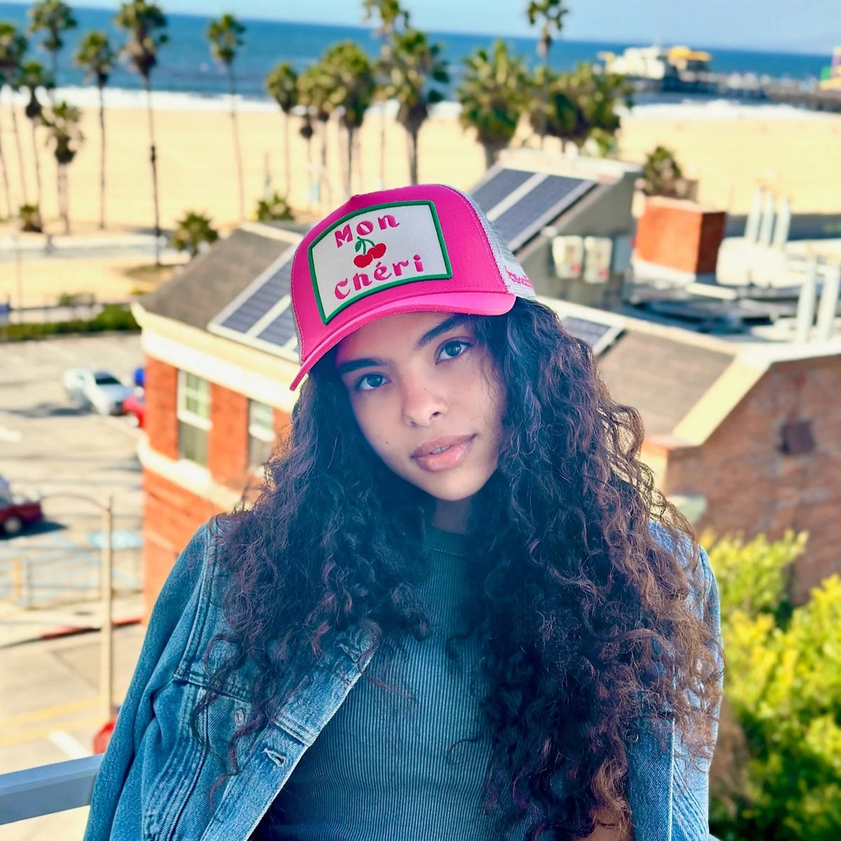 Mon Cheri Trucker Hat Pink – Mapel Boutique