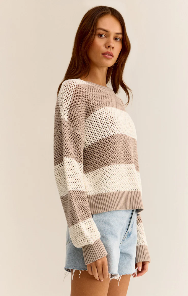 Broadbeach Stripe Sweater Putty