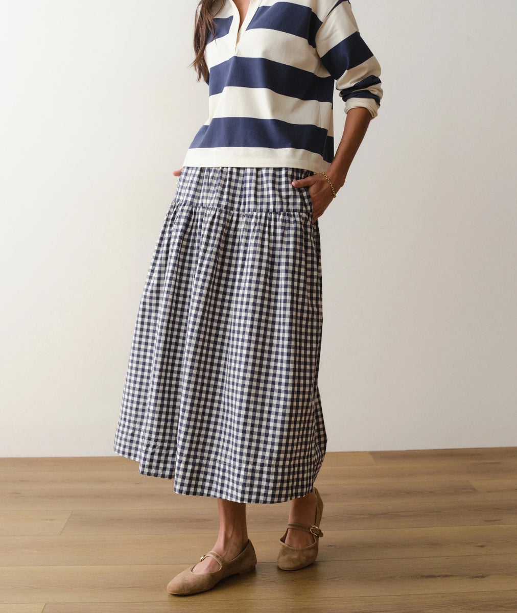 Gia Poplin Skirt Navy Gingham – Mapel Boutique