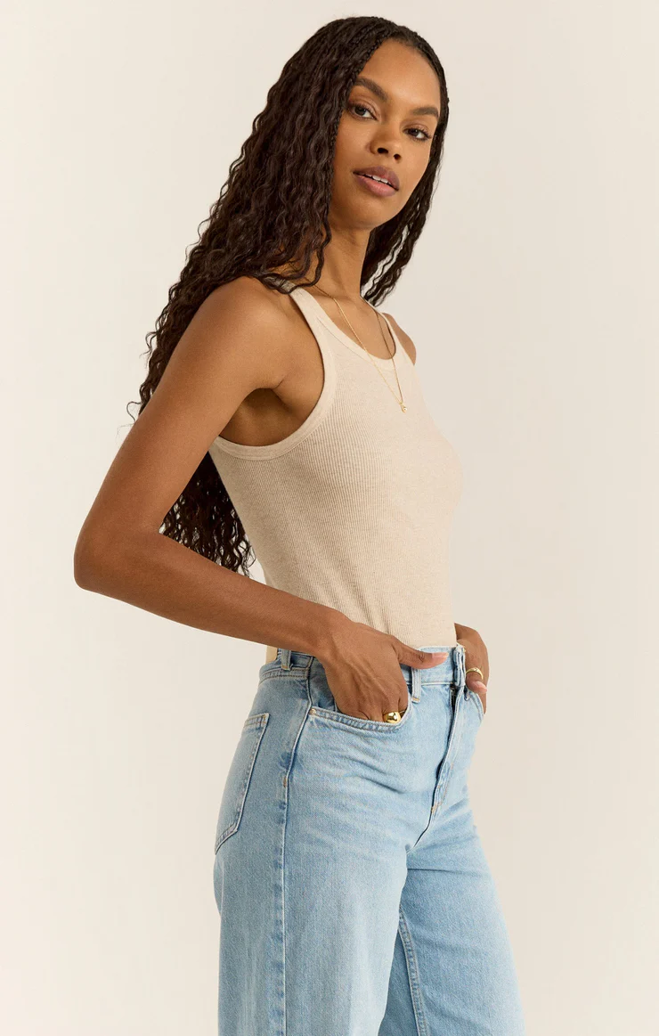 Torren Rib Tank Light Oatmeal Heather – Mapel Boutique
