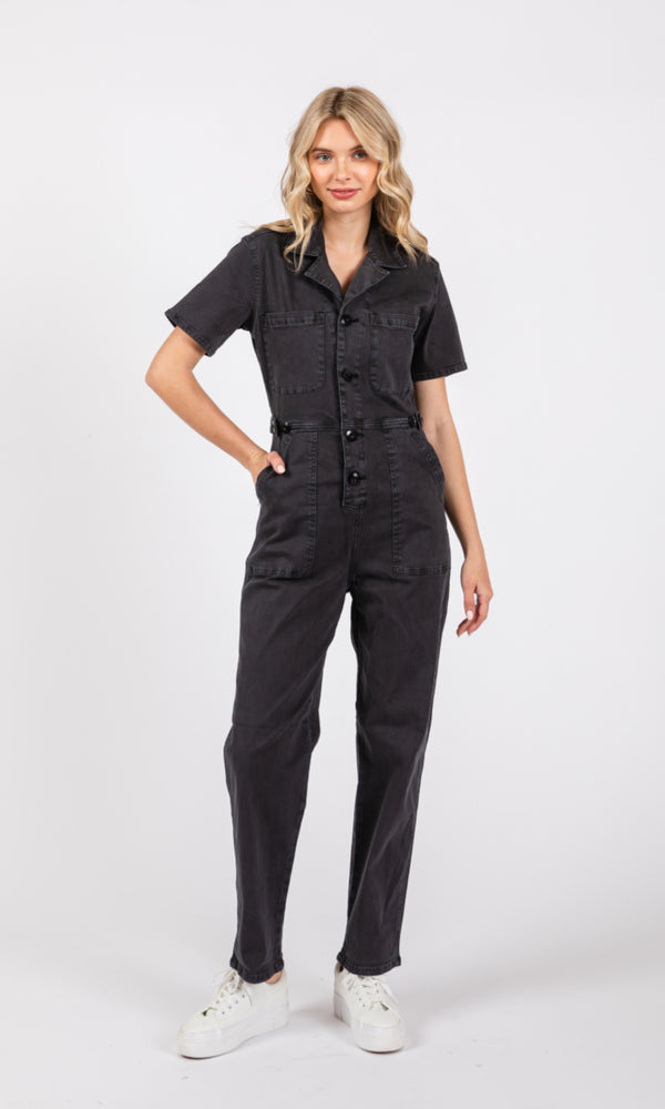 Utility Coverall Short Sleeve Washed Black