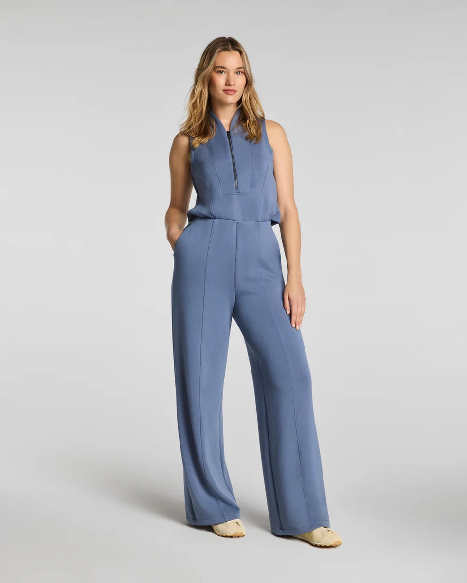 Spanx Air Essentials Shawl Collar Half Zip Jumpsuit Rain – Mapel