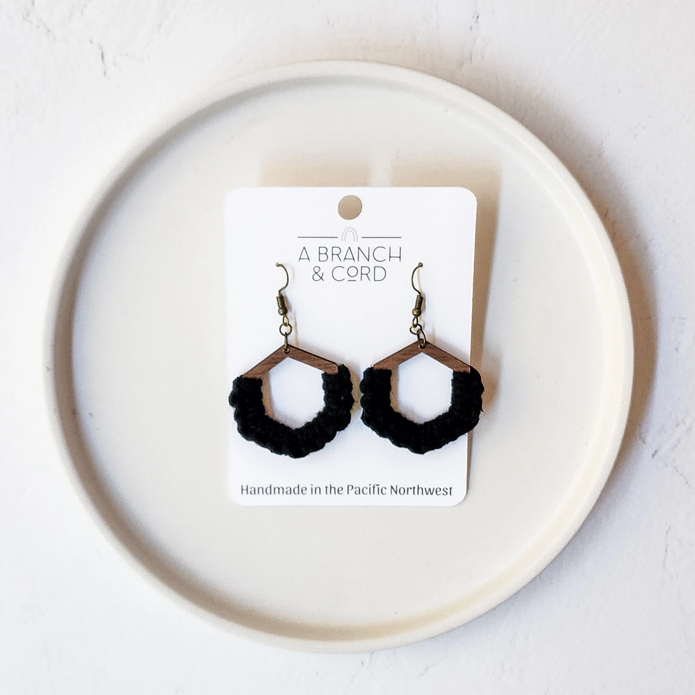 A Branch & Cord - Macrame Honeycomb Knotted Earrings