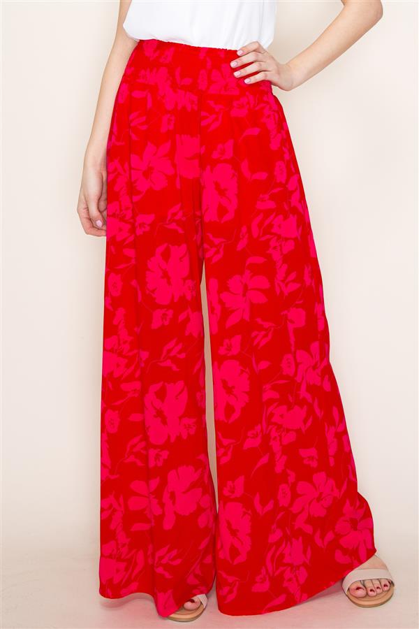 Paradise Flowy Floral Pants Red