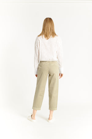 High Rise Cuffed Baggy Pant Sage