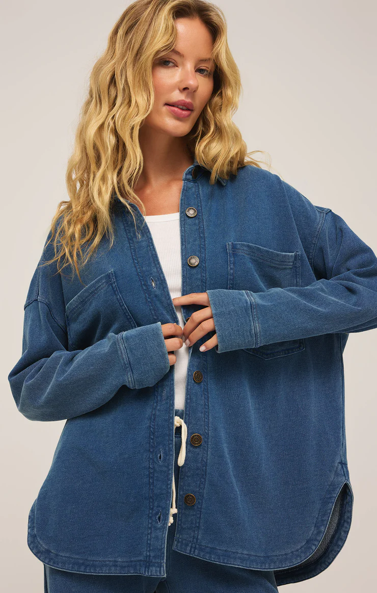 All Day Knit Denim Jacket Vintage Indigo – Mapel Boutique