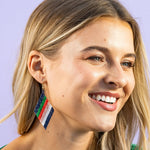 Frida Diagonal Stripe Beaded Earring St. Tropez