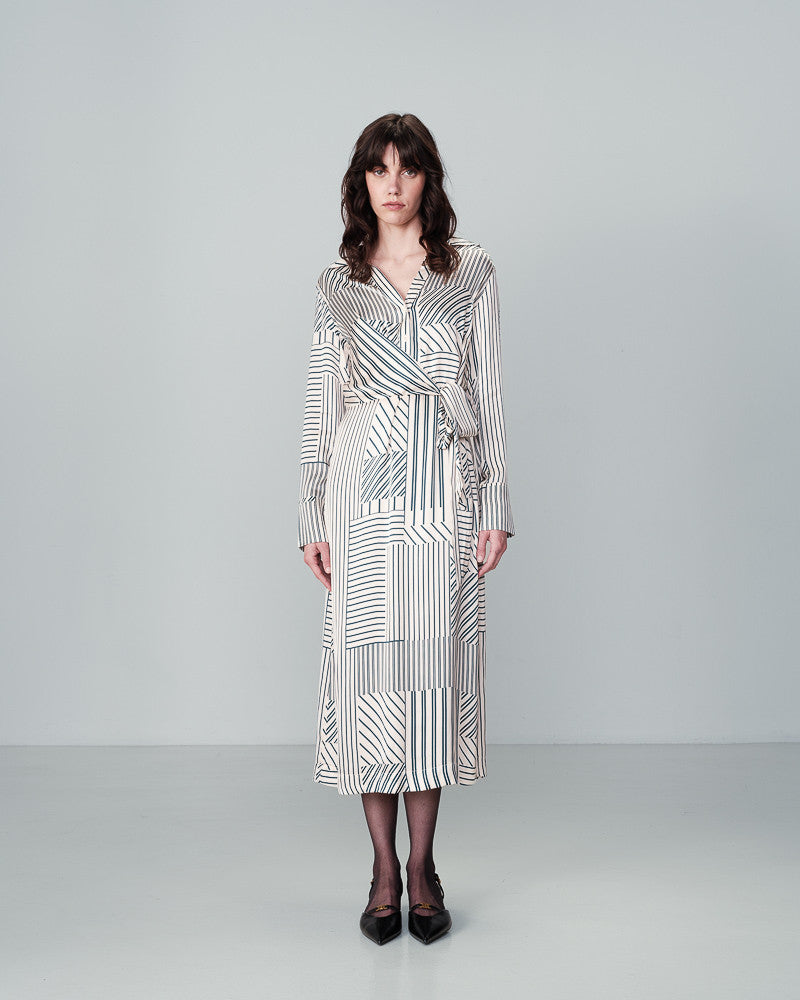 stripe satin dress Tia Linkar Women's Olive Satin Bandeau Stripe Maxi Dress
