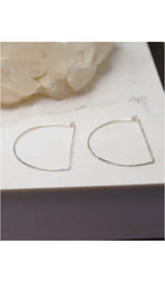 Half Moon Thin Hammered Hoops Sterling Silver