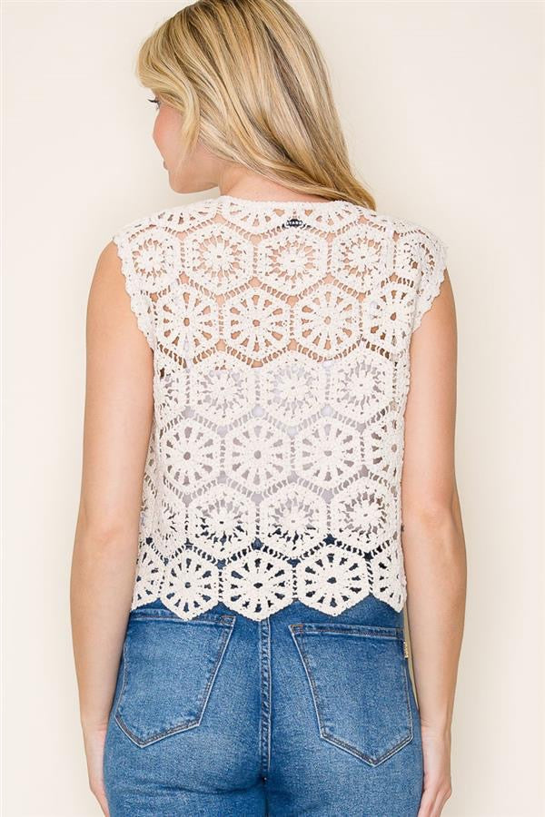 Crochet Lace Vest Natural OSFM – Mapel Boutique