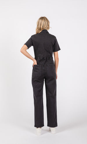 Utility Coverall Short Sleeve Washed Black