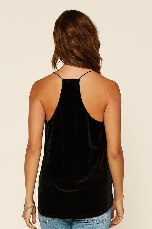 Lace Detail Velvet Cami Black – Mapel Boutique