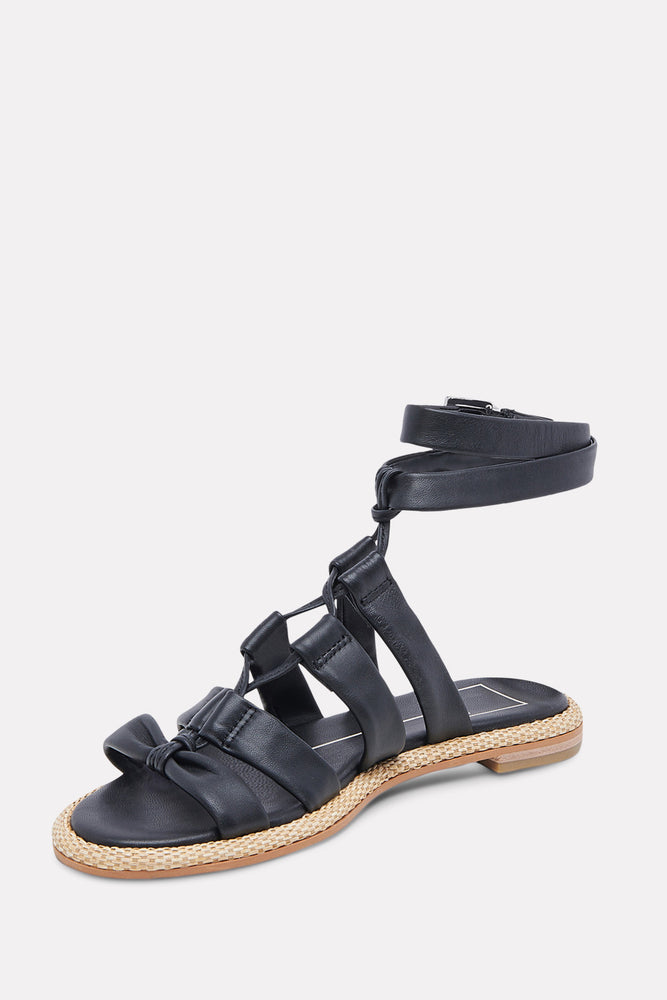 Adison Ankle Strap Leather Sandals Black