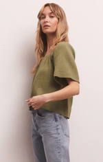No Rules Gauze Top Olive Branch