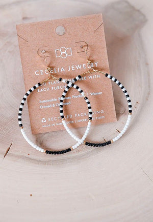 Cecelia Seed Bead Hoops Frosted Jet