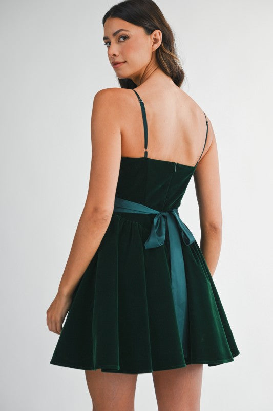 Serena Velvet Bustier Dress Green
