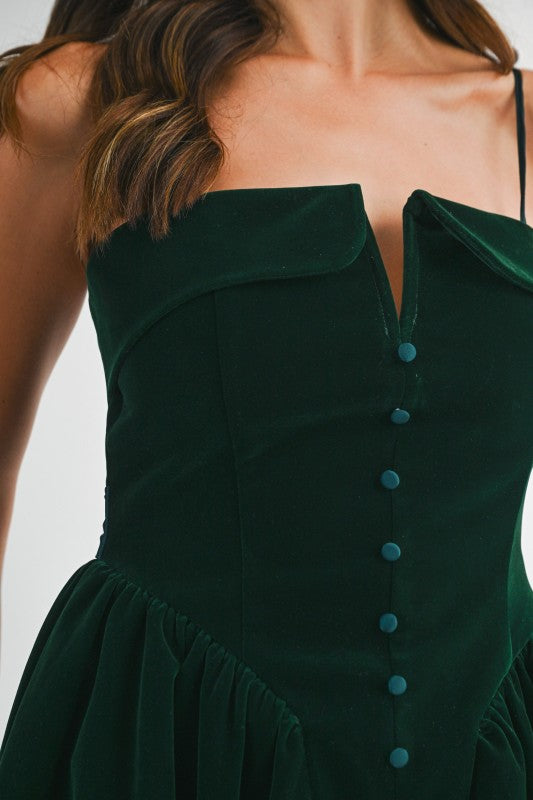 Serena Velvet Bustier Dress Green