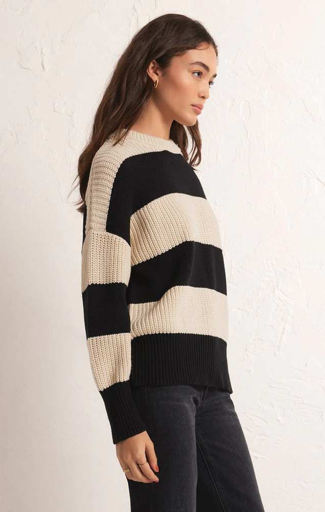 Fresca Stripe Sweater Black