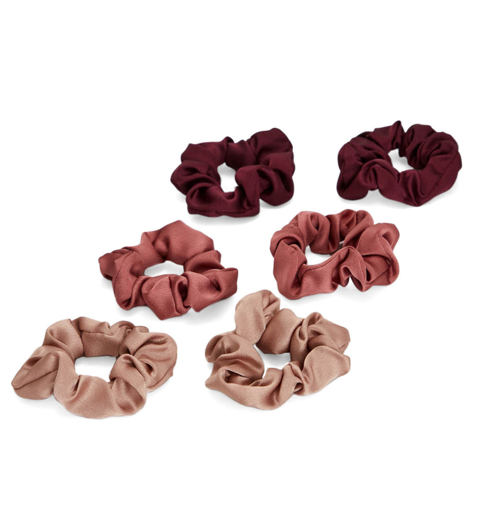
            
                Load image into Gallery viewer, Satin Scrunchies 6pc Mulberry
            
        