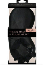 Satin Eyemask & Scrunchie 2pc Sleep Set Black