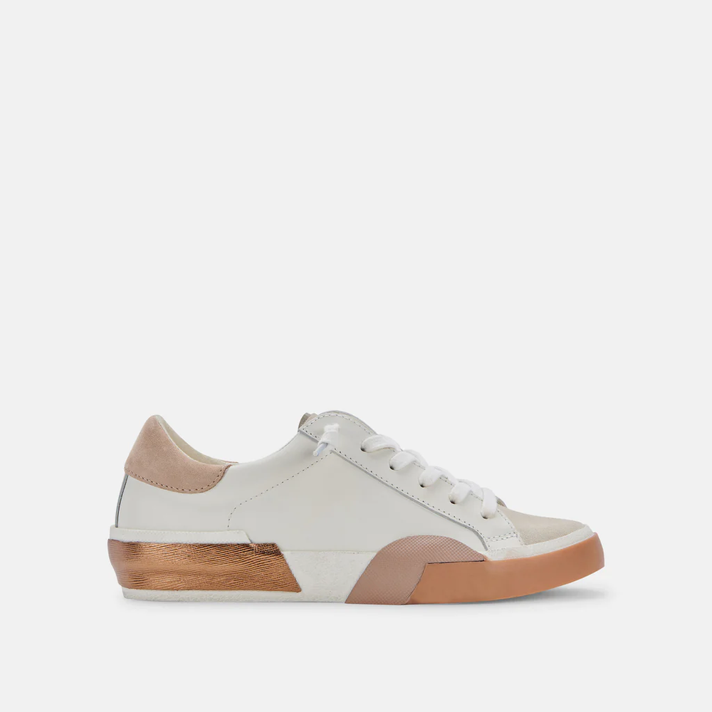 Zina Lowtop Leather Sneakers White/Tan