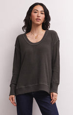 Willow Waffle Long Sleeve Top Raven Green
