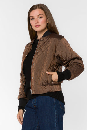 
            
                Load image into Gallery viewer, Sakura Quilted Bomber Jacket Rustic Brown
            
        