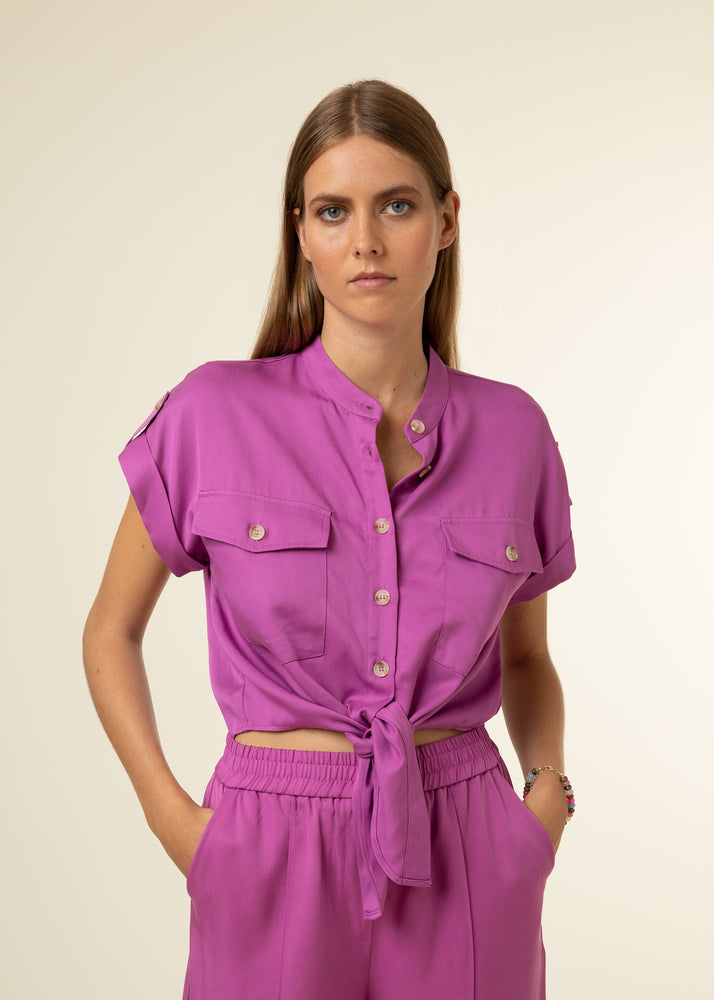 
            
                Load image into Gallery viewer, Celene Ladies Woven Top Violet
            
        