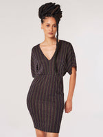 Lurex Stripe Batwing Dress Black