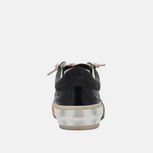 Zina Lowtop Embossed Leather Sneakers Onyx