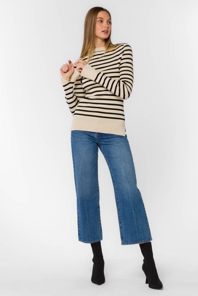 
            
                Load image into Gallery viewer, Teresa Stripe Sweater Black/Ivory
            
        