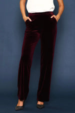 Velvet Wide Leg Pants Burgandy