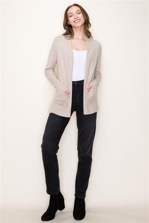 Open Front Everyday Cardigan Taupe