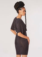 Lurex Stripe Batwing Dress Black