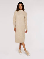 Chunky Knit Midi Dress Stone