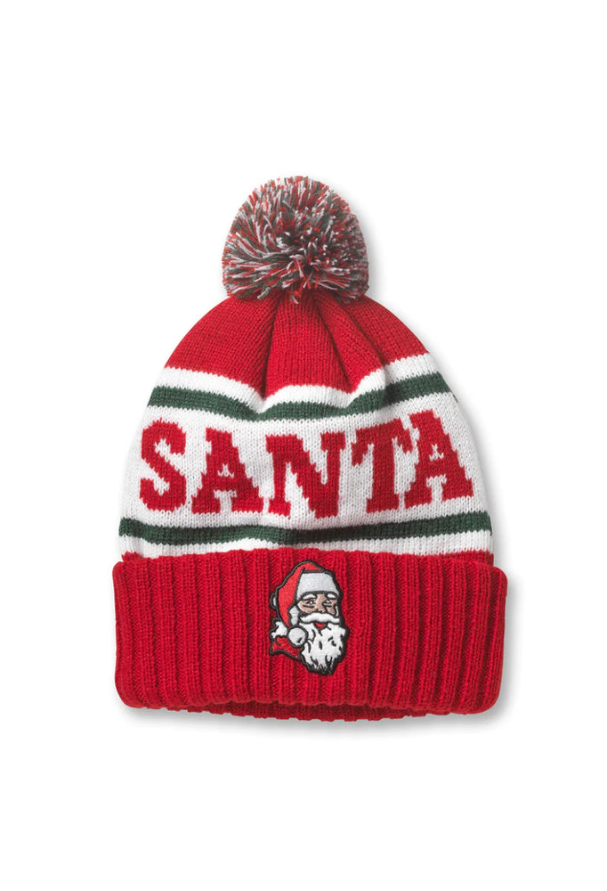 Santa Knit Pom Hat Red/Green/White