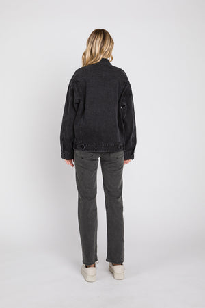 
            
                Load image into Gallery viewer, Oversized Denim Jacket Washed Black
            
        