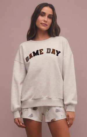 Oversized Game Day Sweatshirt Light Heather Grey