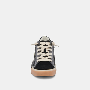Zina Lowtop Embossed Leather Sneakers Onyx