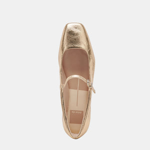 Reyes Ballet Flats Gold Distresses Leather