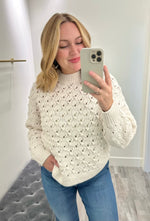 3D Pointelle Chunky Sweater Cream