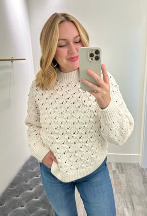 3D Pointelle Chunky Sweater Cream-Mapel Boutique