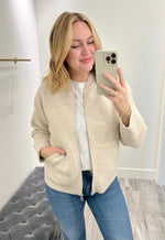 Nora Sweater Bomber Jacket Oatmeal-Mapel Boutique