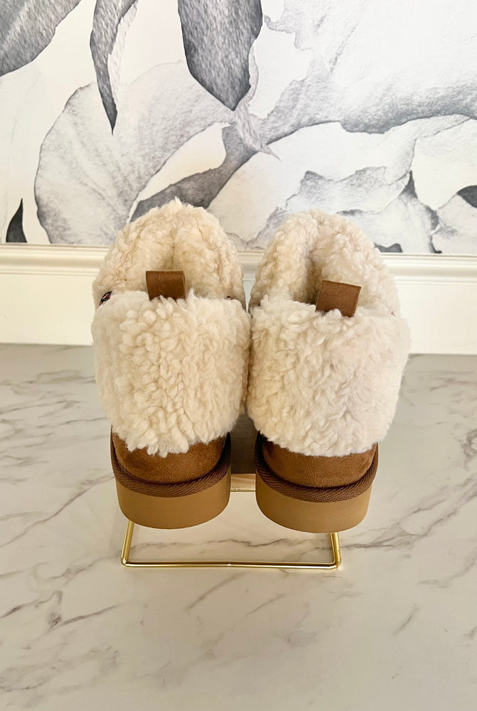 Mini Braid Sherpa Ankle Bootie Tan