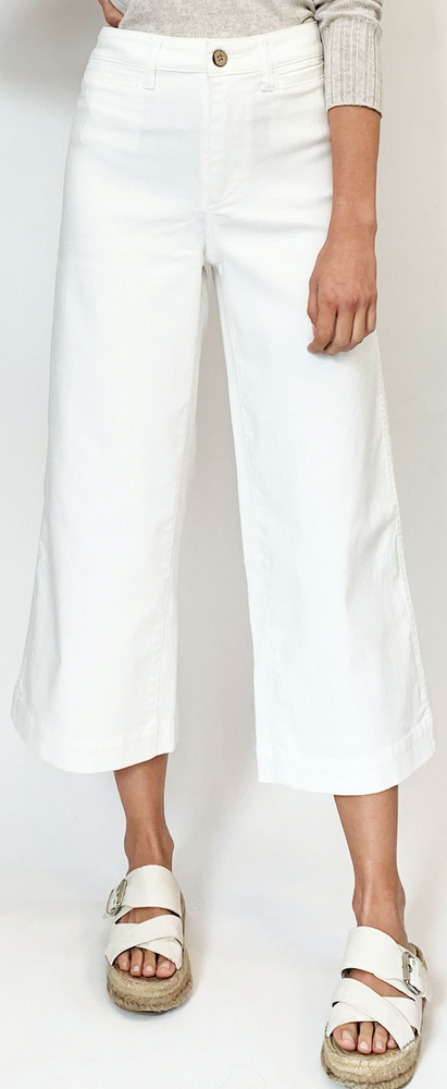 High Rise Wide Leg Cropped Pant White