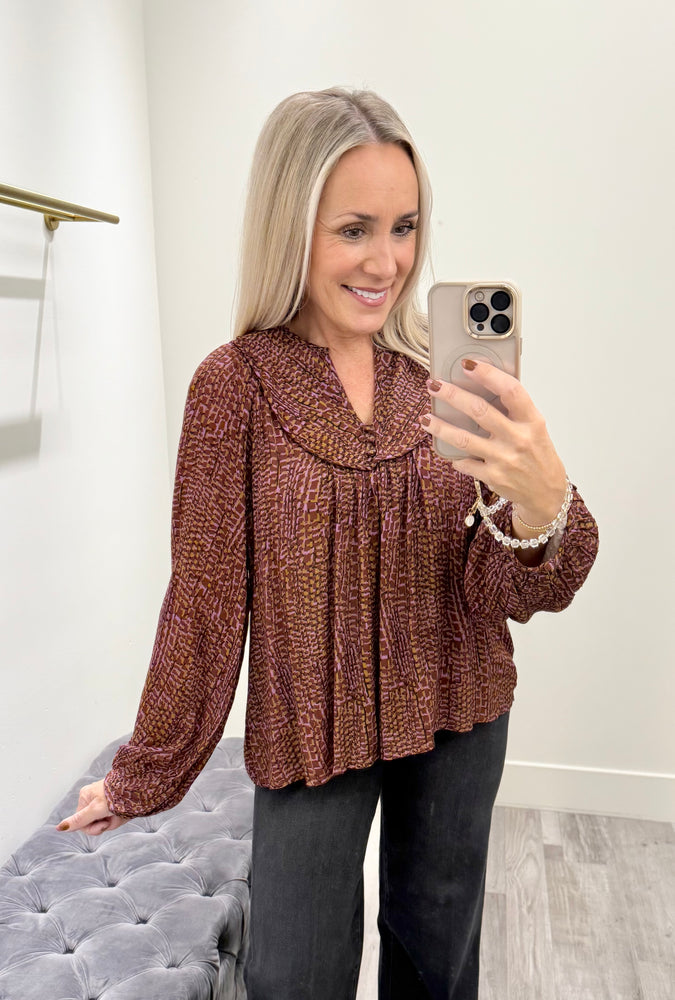 Susannah V Neck Blouse Red