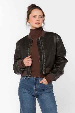 Becca Vegan Leather Jacket Vintage Brown