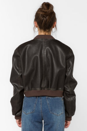 Becca Vegan Leather Jacket Vintage Brown